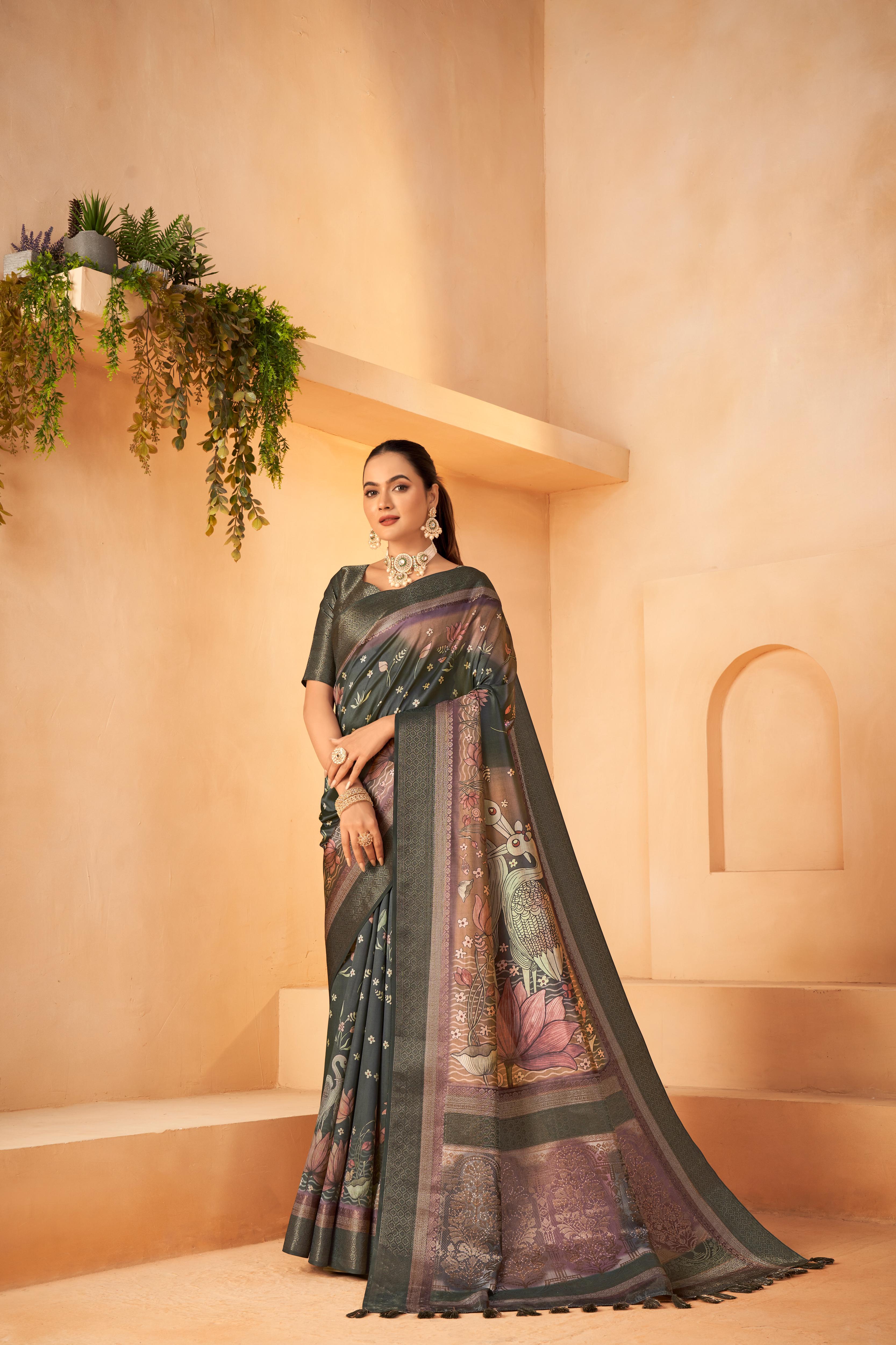 Sophisticated Green Diya Silk with Jacquard