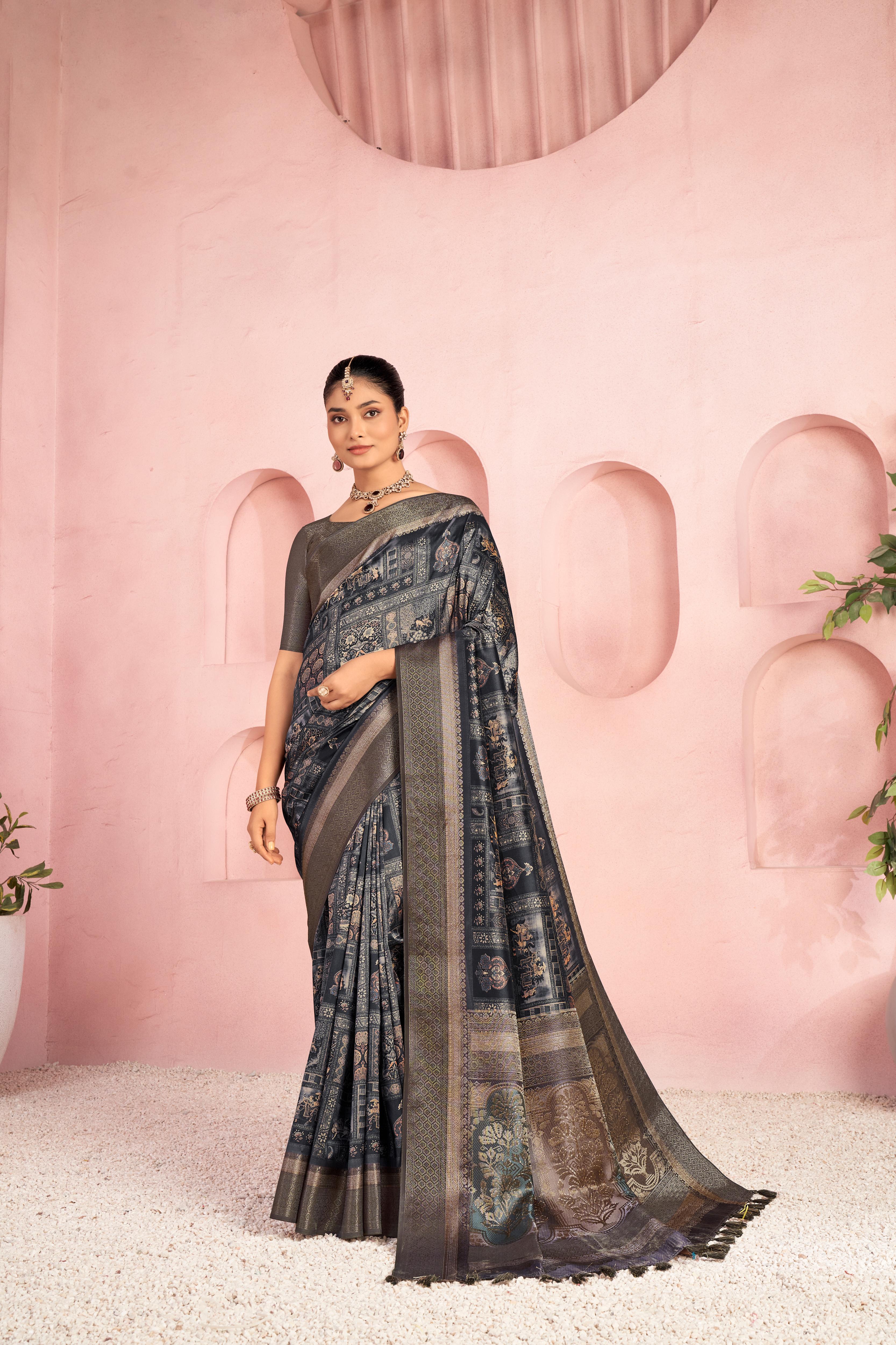Opulent Blue Diya Silk Saree with Jacquard Work