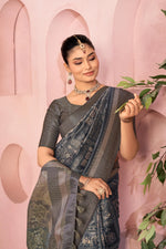 Opulent Blue Diya Silk Saree with Jacquard Work sedoracouture