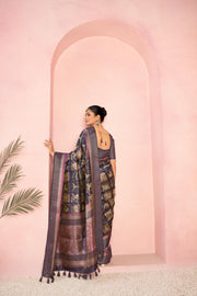 Timeless Diya Silk Wine Saree with Jacquard Border