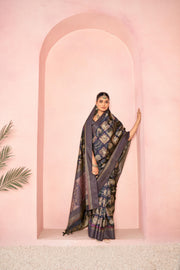 Timeless Diya Silk Wine Saree with Jacquard Border