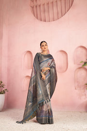 Stunning Grey Diya Silk with Pallu
