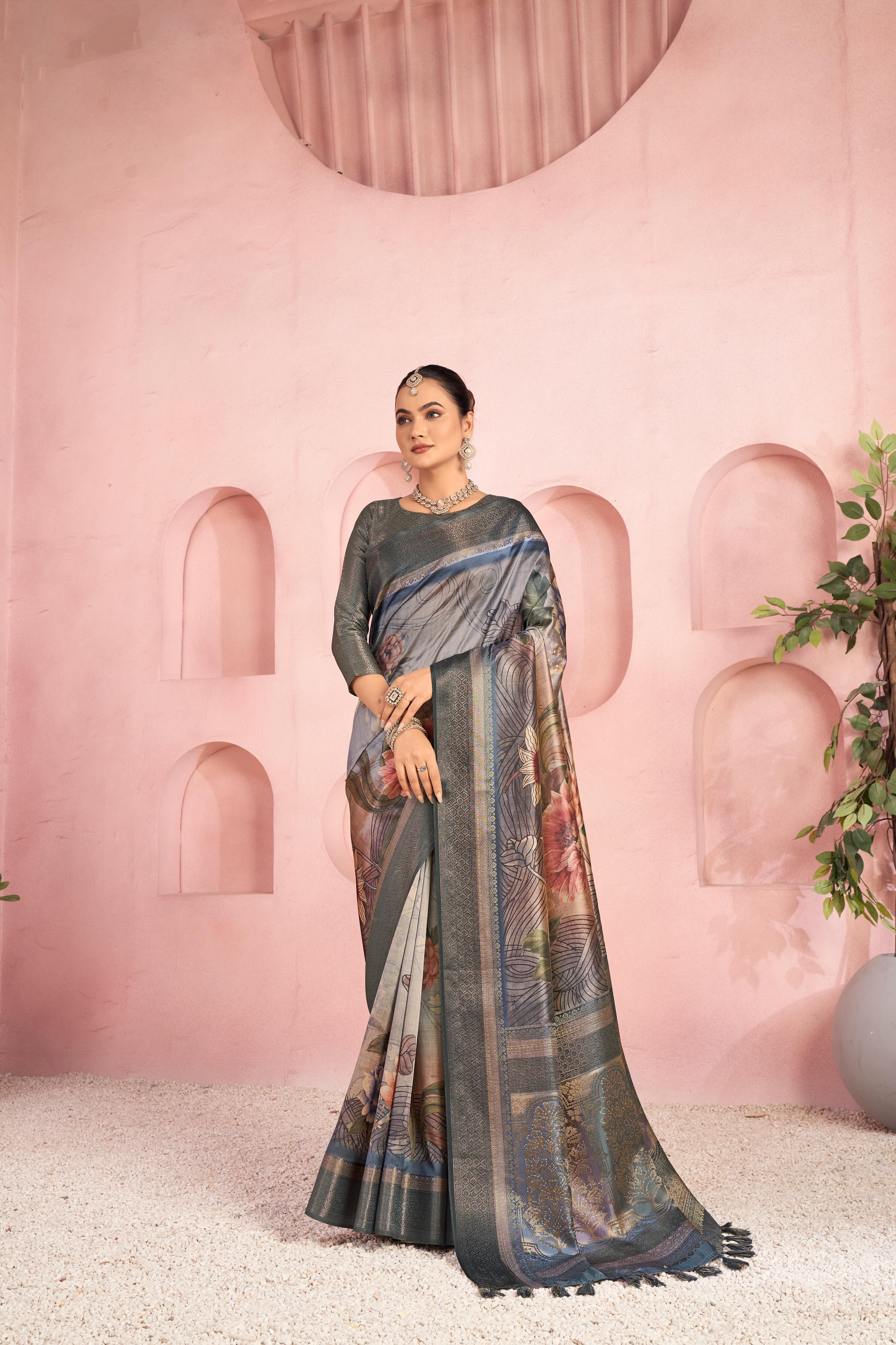 Stunning Grey Diya Silk with Pallu
