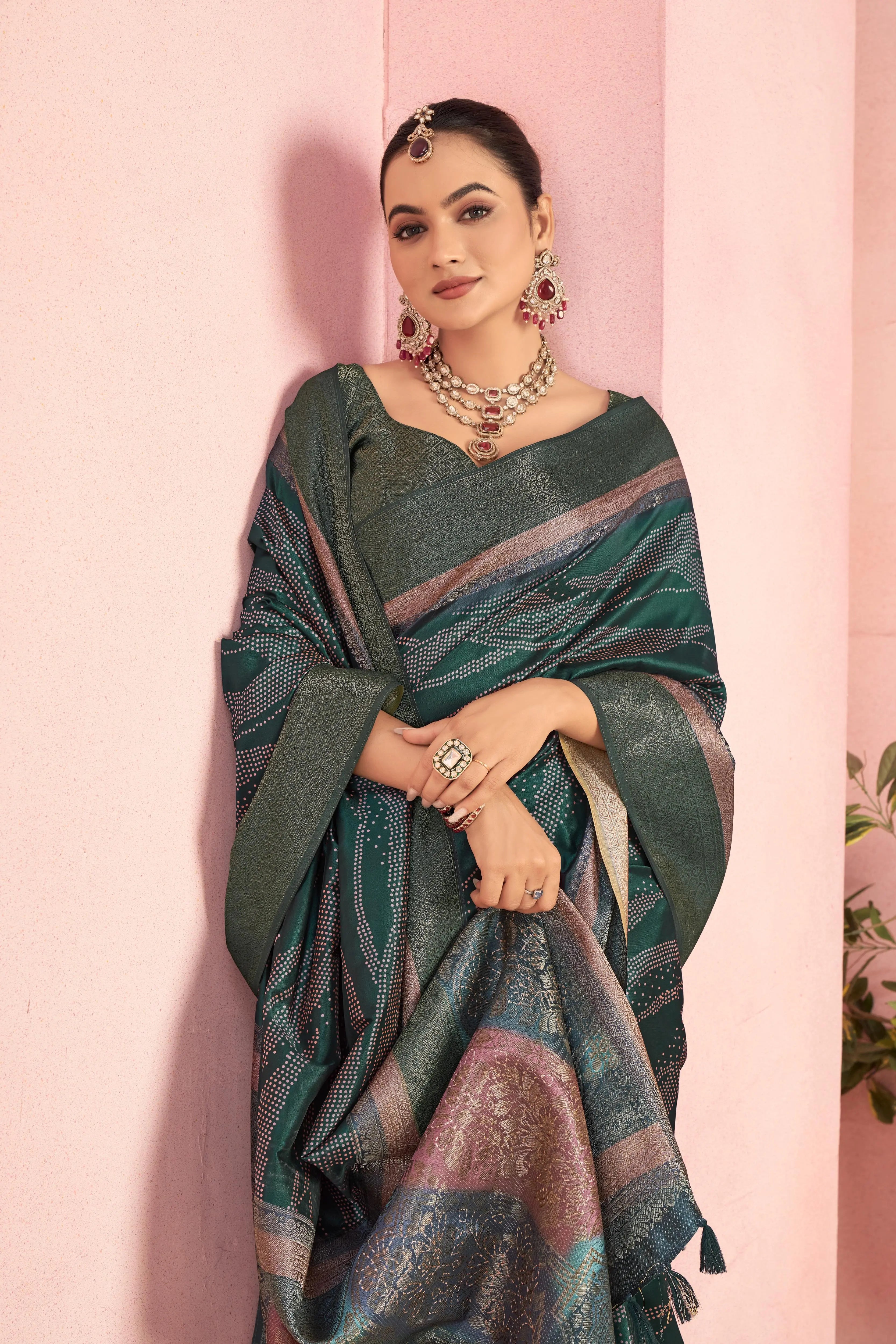 Charming Bottle Green Diya Silk with Jacquard sedoracouture