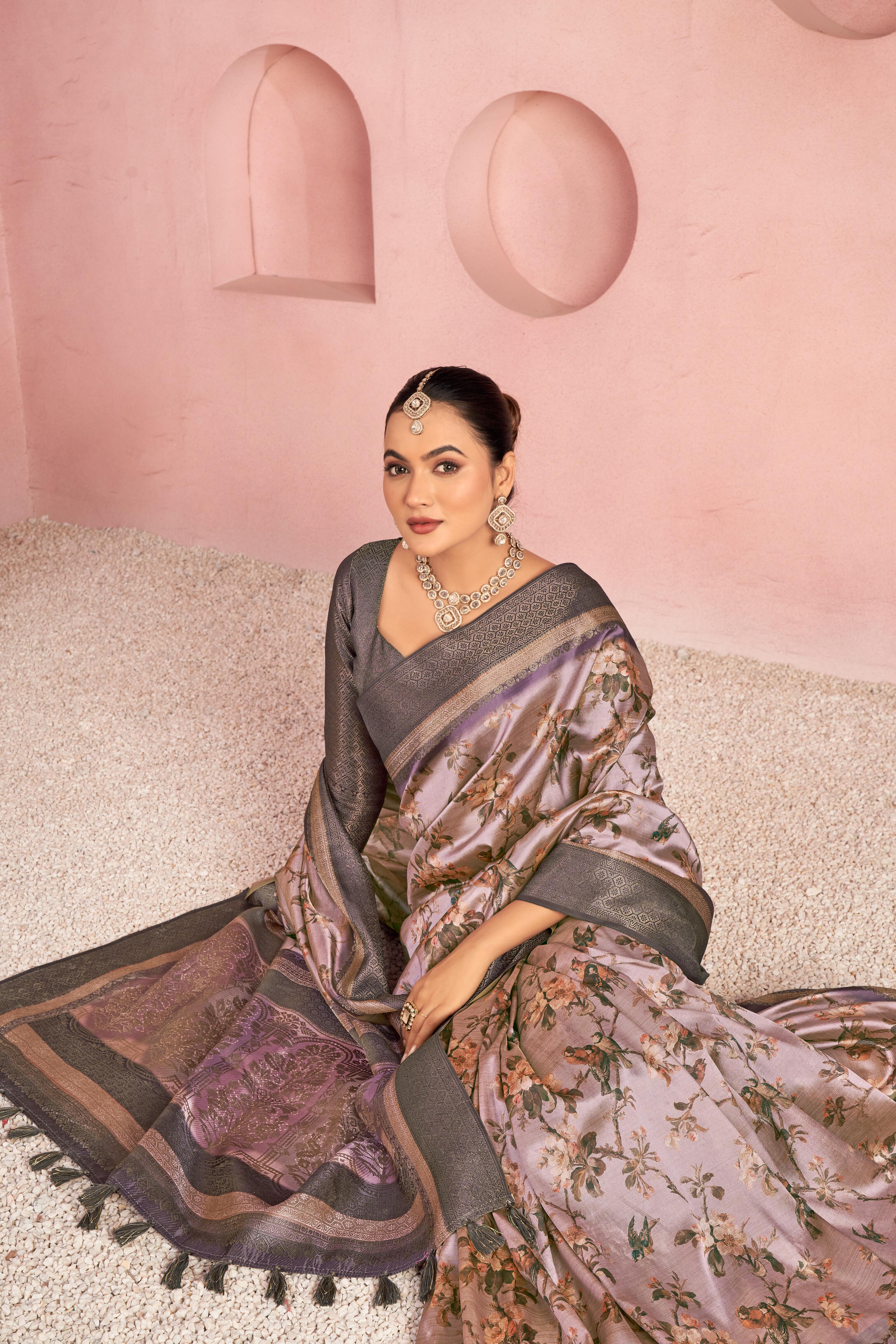 Sophisticated Purple Diya Silk with Jacquard sedoracouture