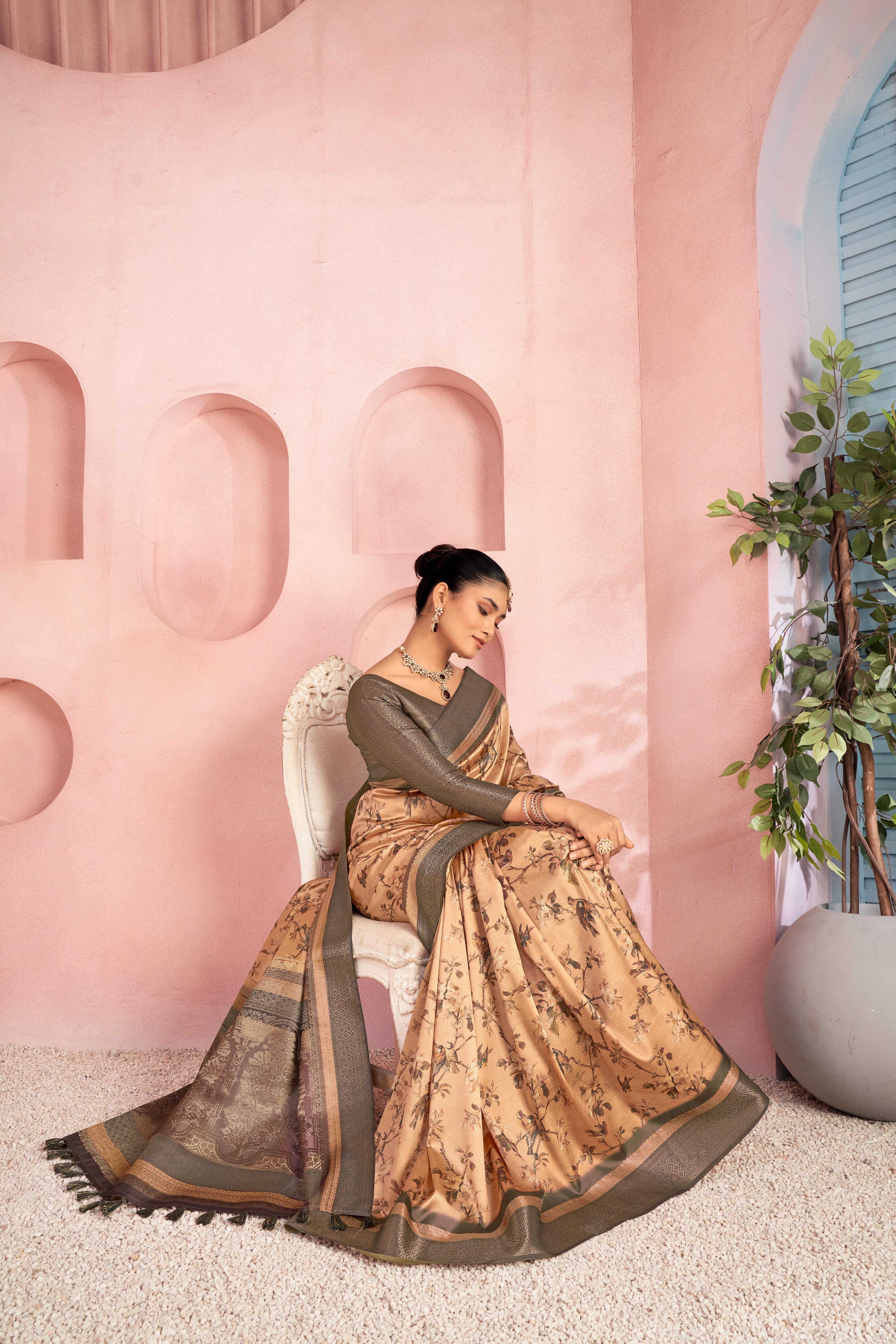 Sophisticated Orange Diya Silk with Jacquard