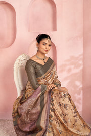 Sophisticated Orange Diya Silk with Jacquard