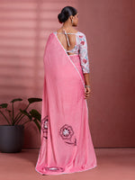 Pink Georgette Floral Printed Saree sedora couture