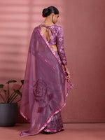 Purple Silk Floral Printed Saree sedora couture