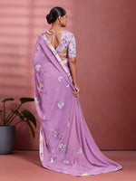 Lavender Georgette Floral Printed Saree sedora couture
