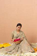 Pista Tissue Saree With Embroidery Boota sedoracouture