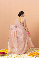 Peach Tissue Saree With Embroidery Boota sedoracouture