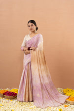 Pink Tussar Silk Saree With Printed Foils sedoracouture