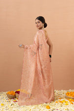 Peach Tissue Saree With Embroidery Boota sedoracouture