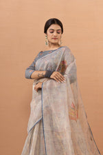 Graceful Grey Saree with Digital Aari Work sedoracouture