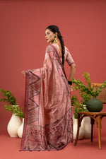 Graceful Peach Saree with Printed Gala sedoracouture