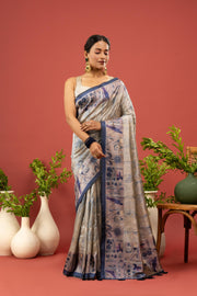 Dual-Tone Silk Saree with Purple Gala