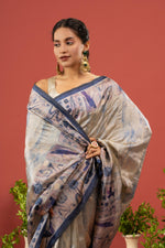 Dual-Tone Silk Saree with Purple Gala sedoracouture