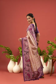 Luxurious Purple Diya Silk Embroidered Saree