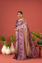 Luxurious Purple Diya Silk Embroidered Saree