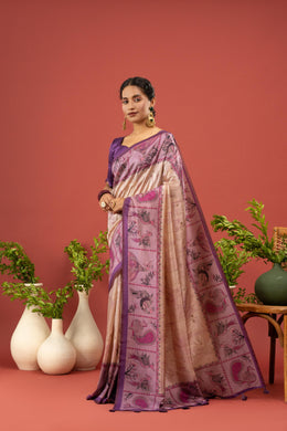 Luxurious Purple Diya Silk Embroidered Saree