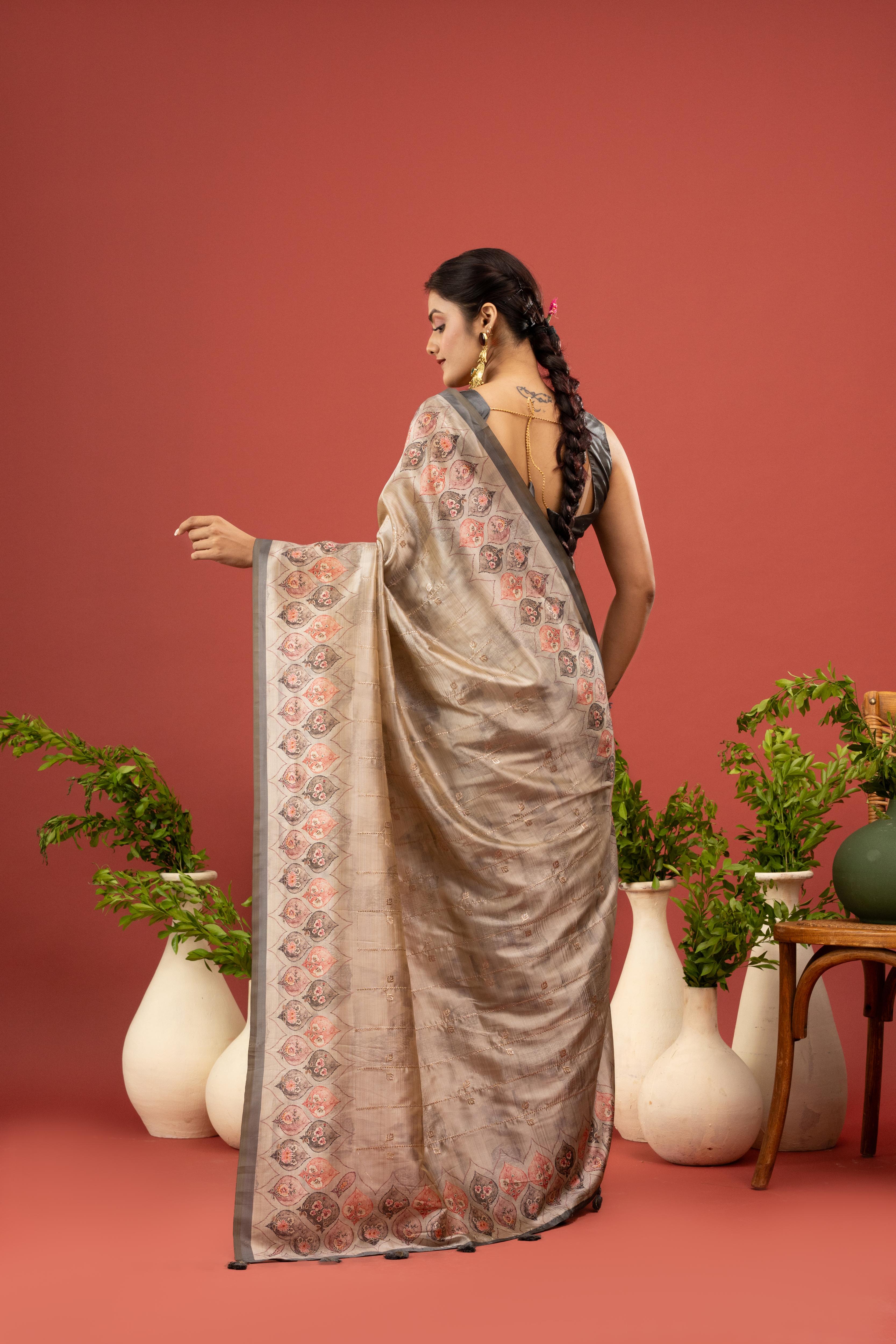 Classic Brown Diya Silk Saree Design