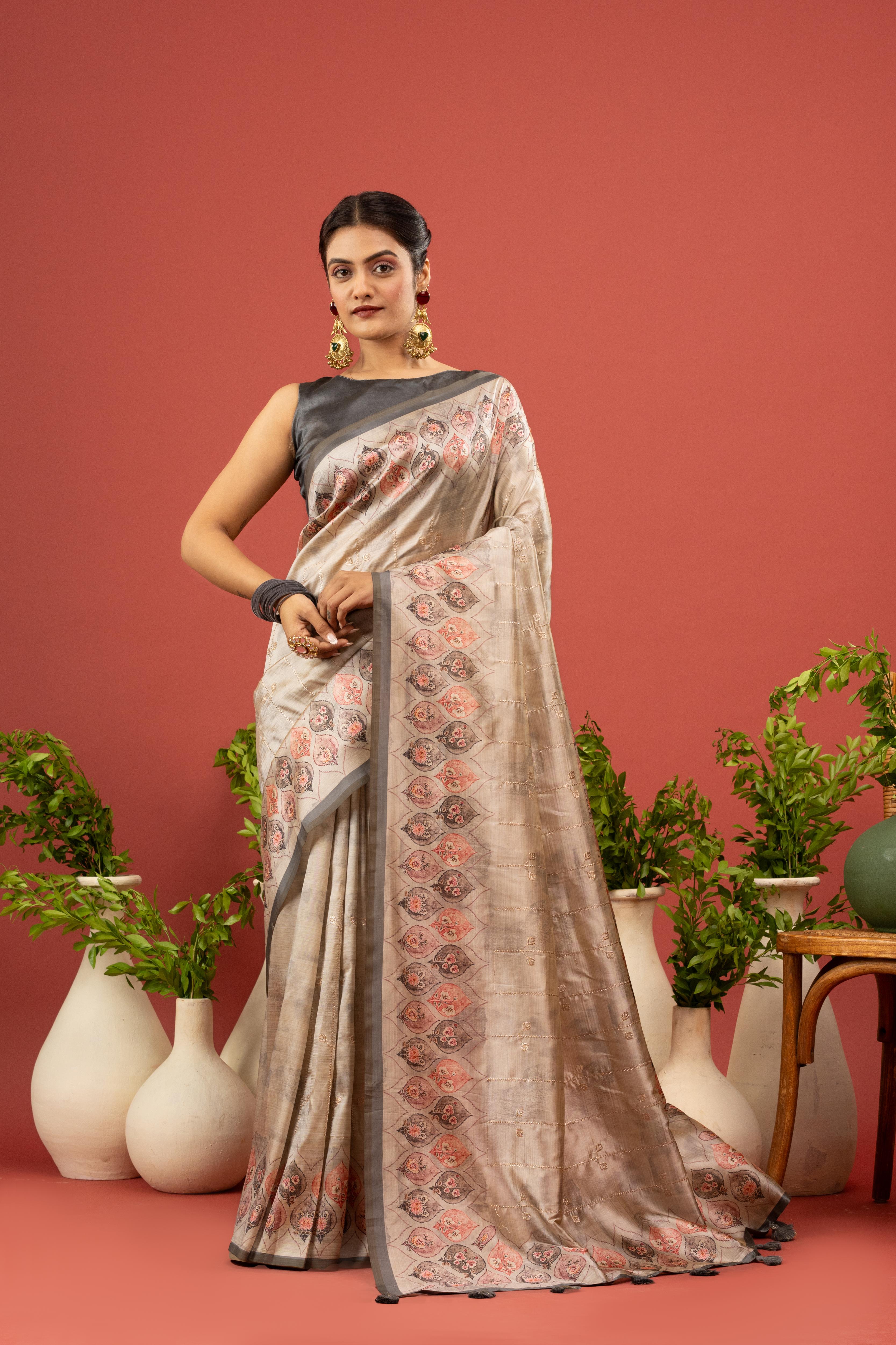Classic Brown Diya Silk Saree Design sedoracouture