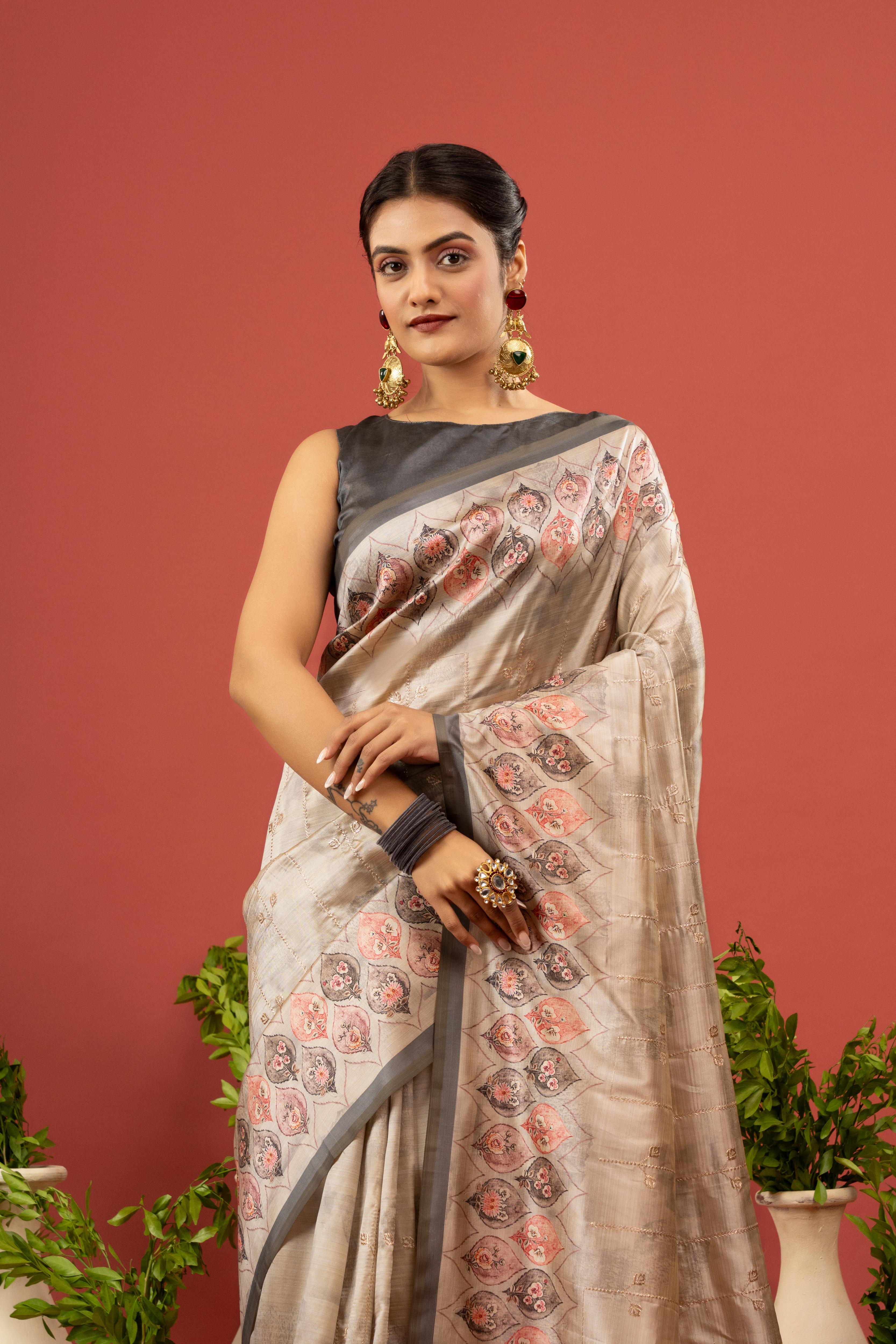 Classic Brown Diya Silk Saree Design