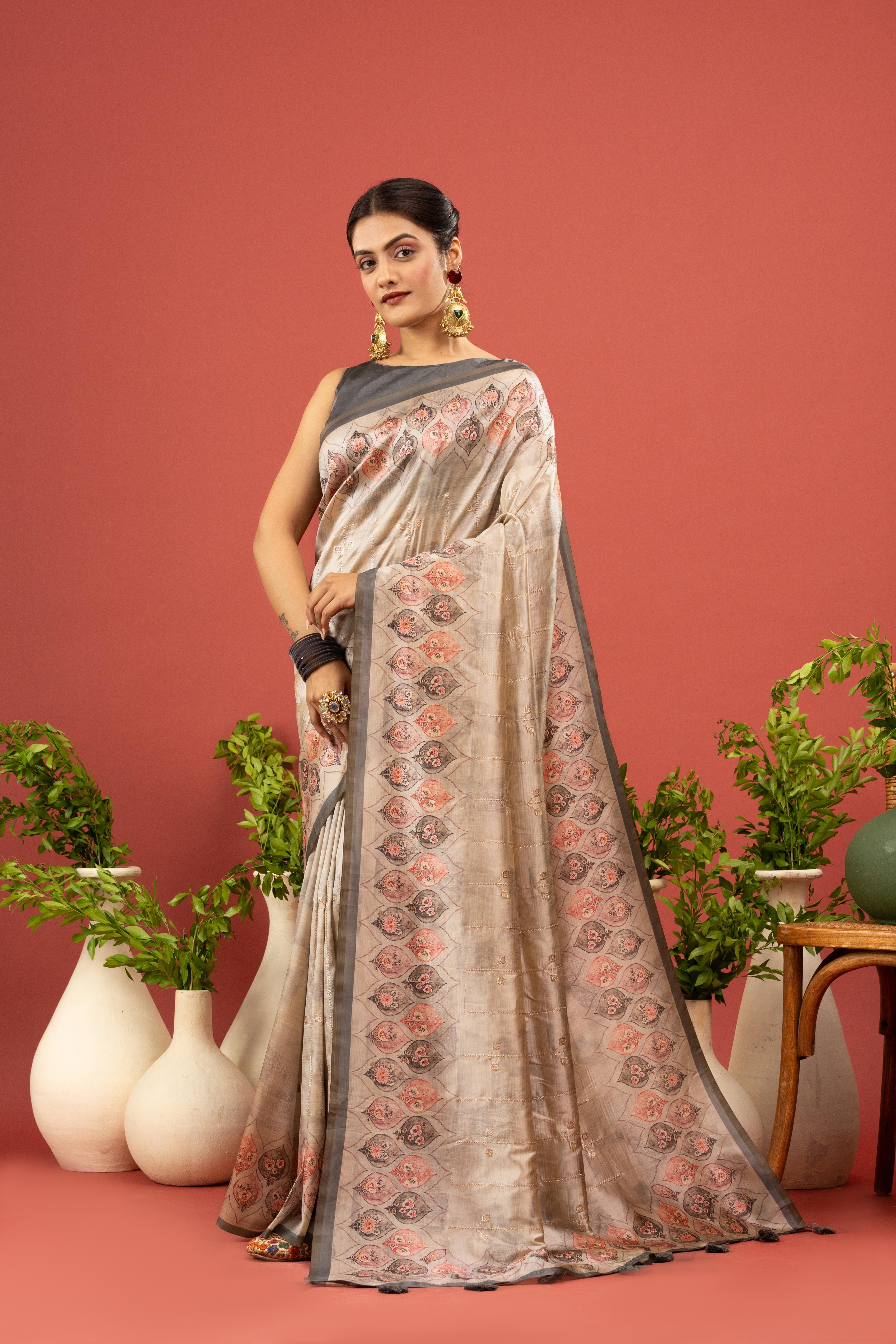 Classic Brown Diya Silk Saree Design
