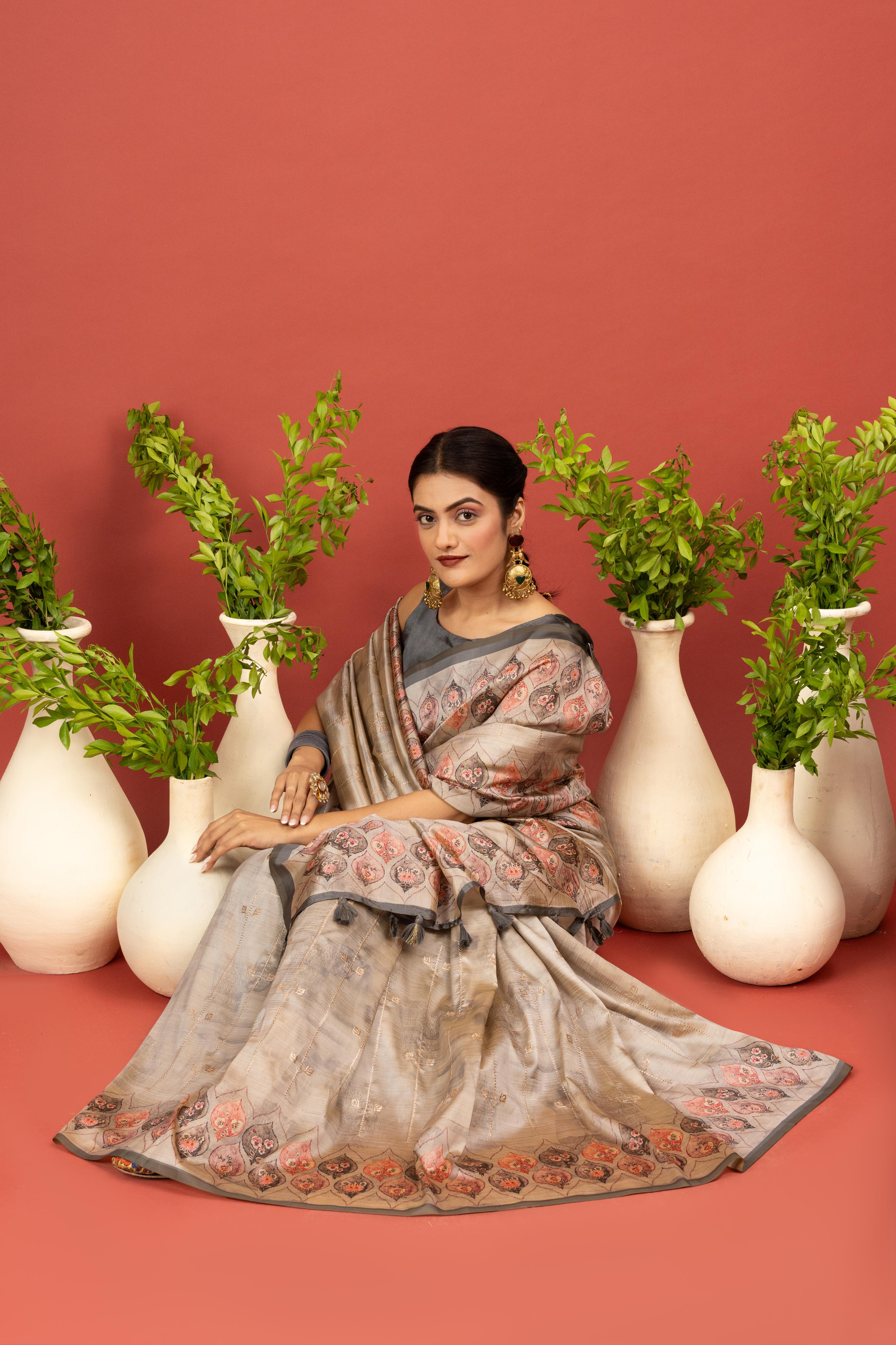 Classic Brown Diya Silk Saree Design