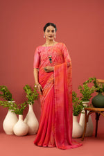 Orange Saree with Georgette Print sedoracouture