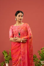 Orange Saree with Georgette Print sedoracouture