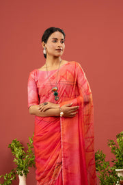 Vibrant Orange Sparkle Georgette Saree