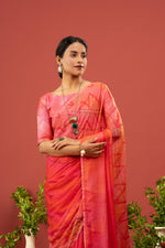 Orange Saree with Georgette Print sedoracouture