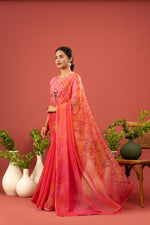 Orange Saree with Georgette Print sedoracouture