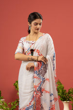Pink Floral Saree with Printed Georgette sedoracouture