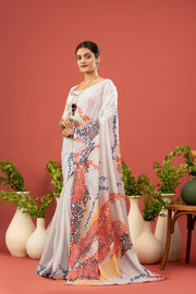 Graceful White Sparkle Georgette Saree