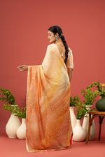 Yellow Floral Saree with Printed Georgette sedoracouture