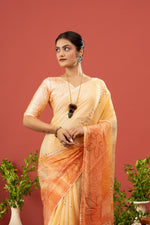 Yellow Floral Saree with Printed Georgette sedoracouture