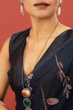 Navy Blue Saree with Georgette Print sedoracouture
