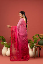 White Saree with Georgette Print sedoracouture