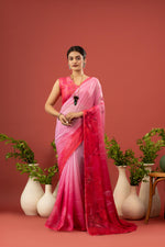 White Saree with Georgette Print sedoracouture