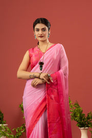 Charming Pink Sparkle Georgette Saree