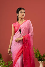 White Saree with Georgette Print sedoracouture