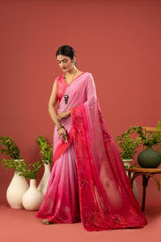 Charming Pink Sparkle Georgette Saree