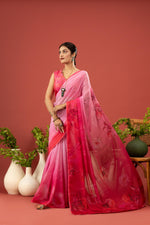 White Saree with Georgette Print sedoracouture