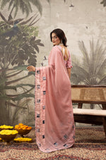 Pink Saree On Marble With Digital Patch Work sedoracouture