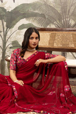 Elegant Maroon Saree with Diamond & Digital Border sedoracouture