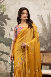 Elegant Yellow Georgette Silk Saree with Digital Border
