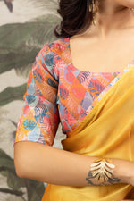 Yellow Georgette Silk Saree with Digital Border sedoracouture